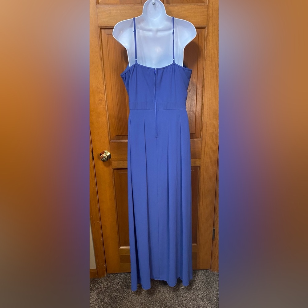 Elegant Slate Blue Romper with Sheer Overlay - Picture 3 of 6